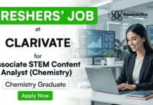 Chemistry jobs for freshers at Clarivate | Associate STEM Content Analyst | Apply Now Chemistry jobs for freshers Associate STEM Content Analyst job Clarivate Careers hiring in Chennai hybrid role