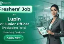 Junior Officer Role for Chemistry Freshers at Lupin | Apply Now Apply for Chemistry Fresher jobs at Lupin Jobs. Junior Officer role offering pharma packaging experience and GMP exposure.