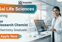 Medicinal Chemistry Jobs at Sai Life Sciences | Research Chemist Jobs in Hyderabad Medicinal Chemistry Jobs Research Chemist Jobs Chemistry Jobs in Hyderabad