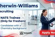 Chemistry Jobs at Sherwin-Williams NATS Trainee | Apply Now Sherwin-Williams announces NATS Trainee Chemistry Jobs for fresh graduates in Bengaluru.