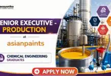 Asian Paints Hiring Production Executive | Chemical Engineering Job Chemical Engineering Job at Asian Paints | Production Executive Role