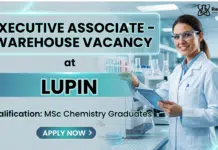 Lupin Hiring Executive Associate Warehouse | MSc Chemistry Graduates Apply Now MSc Chemistry Job at Lupin | Apply for Associate Executive Job