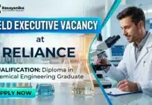 Reliance Hiring Field Executive | Chemical Engineering Jobs Chemical Engineering Jobs at Reliance | Field Executive Role