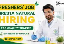 BSc Chemistry Fresher Job at Sresta Natural | Quality Trainee Role | Apply Now Sresta Natural Hiring Quality Trainee | BSc Chemistry Fresher Job