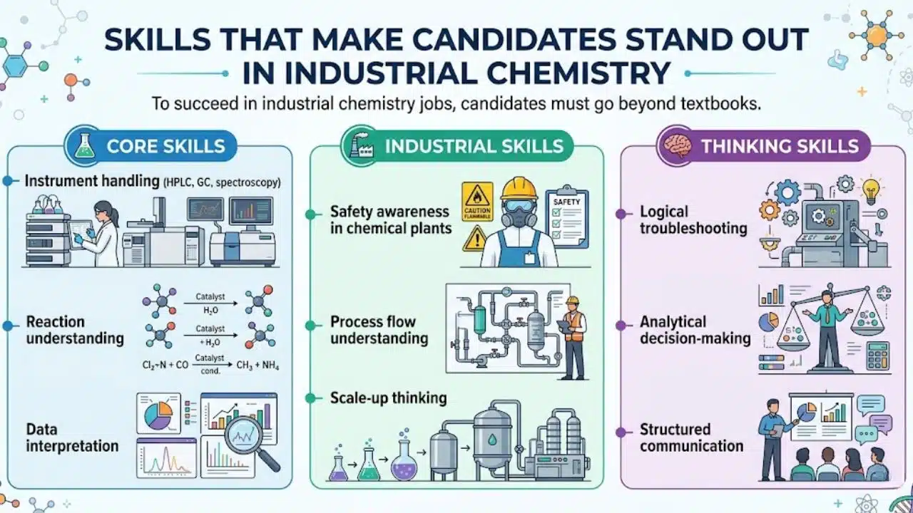 Skills that make candidates stand out in industrial chemistry.