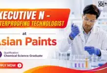 Asian Paints Hiring Waterproofing Technologist | MSc Chemistry Graduates Apply MSc Chemistry Job at Asian Paints | Executive Job in Waterproofing Technologist