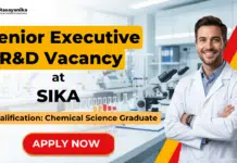 Senior Executive R&D Role at Sika | Chemical Science Graduates Apply Now BSc Chemistry Job at Sika | Senior Executive R&D Role