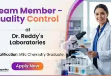 Quality Control Job at Dr. Reddy’s Laboratories | Chemistry Graduates Apply Now MSc Chemistry Job at Dr. Reddy | Apply for Quality Control Job