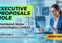 Chembond Water Technologies Hiring Chemical Engineering Graduates | Apply Now Chemical Engineering Job at Chembond Water Technologies