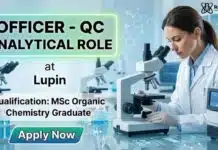 Lupin Hiring QC Officer | MSc Organic Chemistry Graduates Apply Now MSc Chemistry Job at Lupin | QC Officer Role