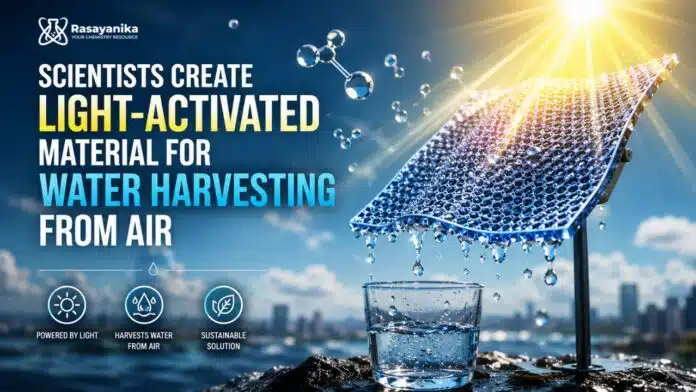 Researchers developed a light-activated metal organic framework capable of harvesting and storing water directly from the atmosphere. Researchers developed a light-activated metal organic framework capable of harvesting and storing water directly from the atmosphere.