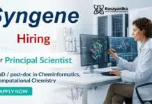 Principal Scientist Jobs at Syngene Careers | Cheminformatics Jobs | Apply Now Syngene Careers hiring for Principal Scientist jobs in Cheminformatics Jobs domain