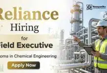 Chemical Engineering Jobs at Reliance Careers | Field Executive role | Apply Now Reliance Careers hiring for Chemical Engineering jobs in Field Executive jobs role