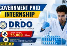 DRDO Paid Internship 2026 for Chemistry & Chemical Engineering Students | Total Stipend Rs. 5000/-pm Government Internship at DRDO 2026 | Chemistry Students Internship