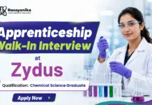 Zydus Lifesciences Walk-In Interview 2026 | Apprenticeship for MSc Chemistry Graduates MSc Chemistry Jobs at Zydus Lifesciences | Walk-In Interview