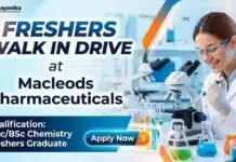 Freshers Walk-In Drive at Macleods | Chemistry Graduates Apply Now MSc Chemistry Freshers Job – Macleods Pharmaceuticals Vacancy