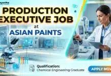Asian Paints Hiring Chemical Engineering Graduates | Apply for Production Executive Role Chemical Engineering Job at Asian Paints | Production Executive