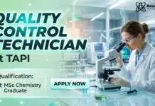 TAPI Hiring Quality Control Technician | Chemistry Graduates Apply Now Quality Control Technician Job at TAPI – MSc Chemistry Jobs