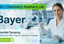 M.Sc Chemistry Freshers Job at Bayer | Jr Process Development Scientist MSc Chemistry Freshers Job at Bayer | Process Development Scientist Job