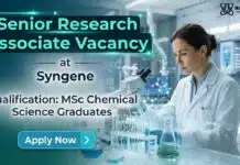 Syngene Hiring MSc Chemistry Job | Senior Research Associate Role MSc Chemistry Job at Syngene | Senior Research Associate Role