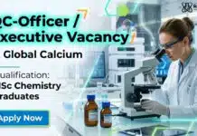 Global Calcium Walk-in Interview for MSc Chemistry Graduates | QC Executive/Officer Role QC Executive at Global Calcium | MSc Chemistry Graduates Attend the Walk-In Drive
