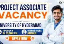 UoH Recruitment for Project Associate Job in Chemistry | DIA-CoE Vacancy-Stipend Up to Rs. 33,000/-Pm UoH Recruitment 2026 | Project Associate Job for Chemistry Graduates