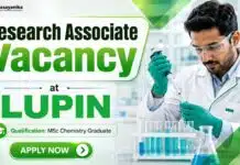 Research Associate Job at Lupin | MSc Chemistry Graduates Apply Now MSc Chemistry Job at Lupin | Research Associate Role