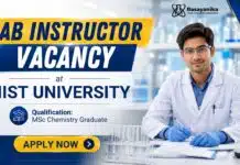 NIST University Recruiting Lab Instructor in Chemistry Department | Apply Now Lab Instructor Job in the Chemistry Department at NIST University, Odisha