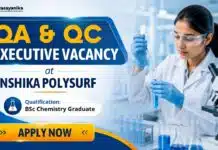 Anshika Polysurf LTD Hiring QC Executive in Gujarat | BSc Chemistry Job BSc Chemistry Job at Anshika Polysurf | QA & QC Executive Role