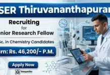 IISER Thiruvananthapuram SRF Vacancy | Chemistry Research | Earn: Rs. 46,200/- P.M. IISER Thiruvananthapuram Recruitment announces SRF Vacancy for Chemistry Research under DRDO-funded project.