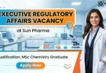 Regulatory Affairs Job at Sun Pharma | MSc Chemistry Graduates Apply Now MSc Chemistry Job at Sun Pharma | Senior Executive Regulatory Affairs