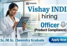 Chemistry Job at Vishay INDIA Career | Apply Now Chemistry Job opportunity through Vishay INDIA career for Officer Job in product compliance operations