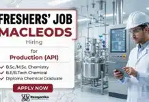 Chemistry Fresher Job at Macleods for Trainee Jobs | Walk-In Drive Macleods Careers announces Chemistry Fresher Job openings for Trainee Jobs through walk-in interview in Gujarat.