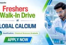 Chemistry Freshers Job at Global Calcium | Production Chemist Walk-In Drive 2026 Chemistry Freshers Job at Global Calcium | Walk-In Drive