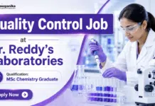 Dr Reddy’s Lab Hiring Quality Control Role | Chemistry Job in Hyderabad Quality Control Job at Dr. Reddy's | MSc Chemistry Graduates Apply Now