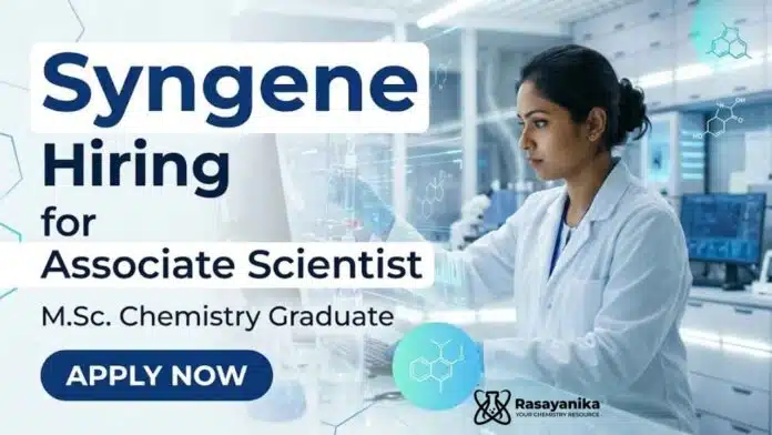 Syngene Careers announces Associate Scientist Jobs for candidates seeking M.Sc Chemistry Jobs in analytical research and development. Syngene Careers announces Associate Scientist Jobs for candidates seeking M.Sc Chemistry Jobs in analytical research and development.