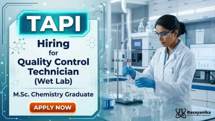 TAPI Careers announces Quality Control Jobs for professionals seeking Chemistry Jobs in pharmaceutical laboratory operations. TAPI Careers announces Quality Control Jobs for professionals seeking Chemistry Jobs in pharmaceutical laboratory operations.