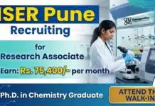 ₹75,400/Month Govt. Research Job at IISER | Chemistry Candidates Apply Govt. vacancy IISER Pune Walk-in Chemistry Research Jobs for Research Associate in advanced chemistry and materials science project