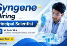 Scientist Jobs at Syngene | Analytical Chemistry Job Opportunity Principal Scientist Jobs Syngene Careers Analytical Chemistry Jobs Bangalore Recruitment