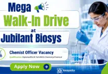 Exclusive Walk-In Drive at Jubilant : Chemist Officer Production Roles Chemist Officer at Jubilant Biosys | Apply Now