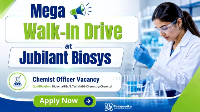 Chemist Officer at Jubilant Biosys | Apply Now Chemist Officer at Jubilant Biosys | Apply Now