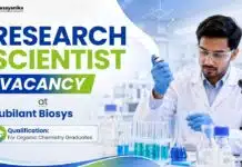 Jubilant Biosys Hiring Scientist Roles | Organic Chemistry Job Scientist Job at Jubilant | Organic Chemistry Job