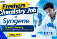 Syngene Hiring Chemistry Freshers for Analytical Scientist Role | Apply Now MSc Chemistry Freshers Job at Syngene | Analytical Chemistry Scientist Job