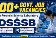 100+ Govt Chemistry Vacancies: DSSSB Forensic Science Labs Recruitment 2026 Govt Chemistry Jobs DSSSB 2026 – Forensic Science Laboratory Vacancy