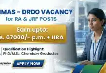 Govt Vacancy at DRDO-INMAS | Earn: Rs.67000/- +HRA | Chemistry Research Fellowship Research Fellowship Govt Vacancy Chemistry Careers DRDO INMAS Recruitment 2026