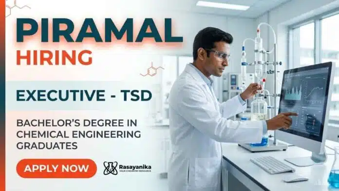 Piramal Careers announces Executive Jobs for professionals seeking Chemical Engineering Jobs in the pharmaceutical industry. Piramal Careers announces Executive Jobs for professionals seeking Chemical Engineering Jobs in the pharmaceutical industry.