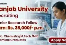 Chemistry JRF Vacancy at Panjab University | Earn upto: Rs. 35,000/- p.m. + HRA Chemistry JRF Vacancy under Panjab University Recruitment for candidates seeking Research Fellow Jobs