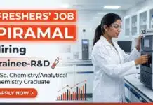 Piramal Hiring Freshers Chemistry Graduates | Trainee Job Opening MSc Chemistry Freshers Job at Piramal Careers Trainee Job in R&D Department
