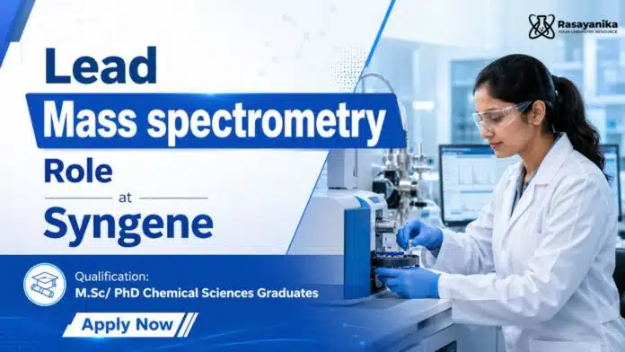 Chemical Engineering Job at Syngene | Lead Mass Spectrometry Chemical Engineering Job at Syngene | Lead Mass Spectrometry