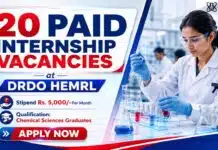 DRDO Paid Internship for Chemistry Students | ₹5,000 Monthly Stipend DRDO Internship 2026 for Chemistry Students | Apply Now